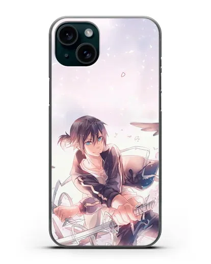 Чехол аниме Бездомный бог - Ято с хвостиком силиконовый для iPhone 15 Plus