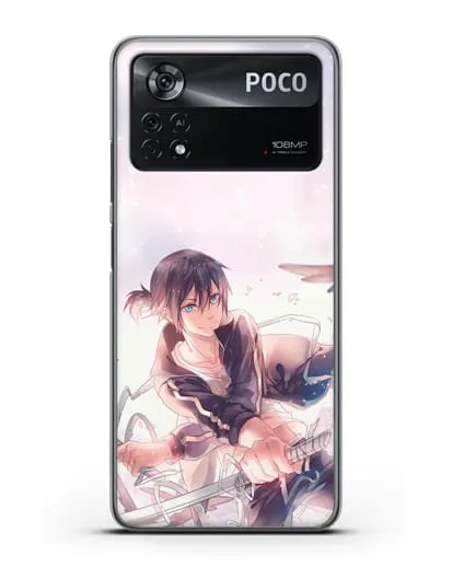 Чехол аниме Бездомный бог - Ято с хвостиком силиконовый для Xiaomi Poco X4 Pro