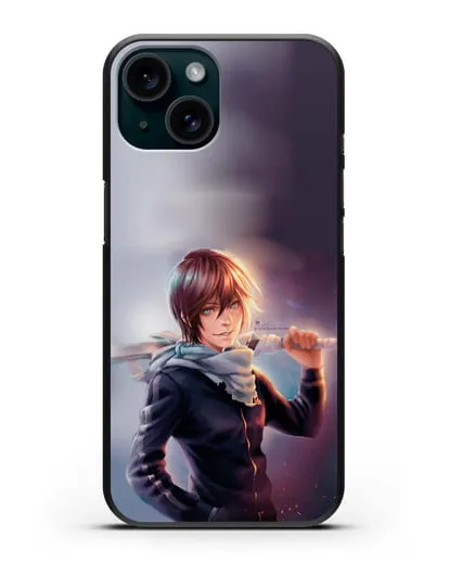 Чехол аниме Бездомный бог - Ято с мечом силиконовый для iPhone 15