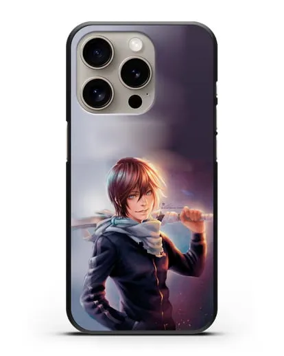 Чехол аниме Бездомный бог - Ято с мечом силиконовый для iPhone 15 Pro