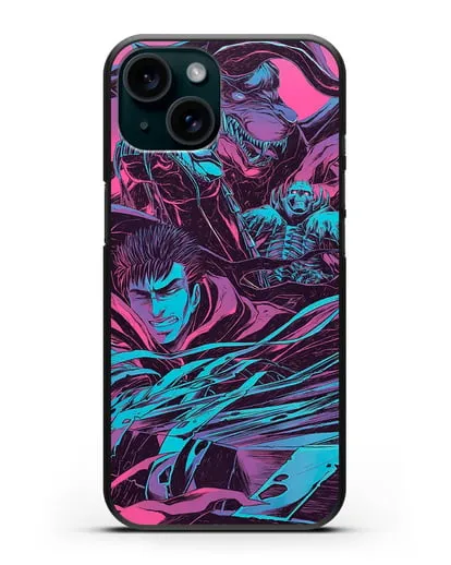 Чехол аниме Берсерк - Гатс против монстров силиконовый для iPhone 15