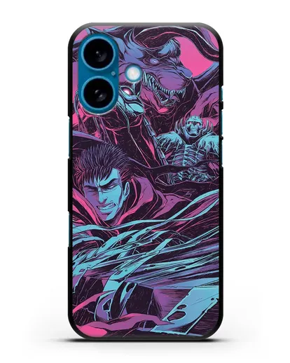 Чехол аниме Берсерк - Гатс против монстров силиконовый для iPhone 16