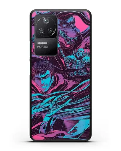 Чехол аниме Берсерк - Гатс против монстров силиконовый для Xiaomi Poco F4