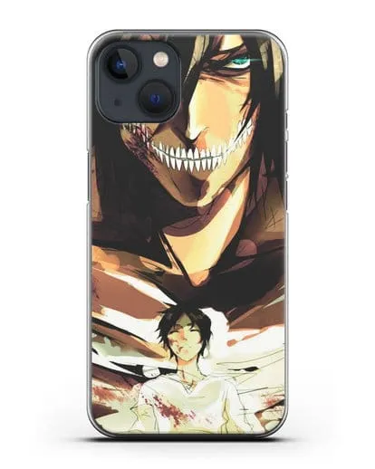 Чехол аниме Атака Титанов - Эрен-титан силиконовый для iPhone 13