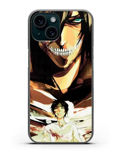 Чехол аниме Атака Титанов - Эрен-титан силиконовый для iPhone 15