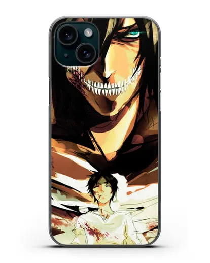 Чехол аниме Атака Титанов - Эрен-титан силиконовый для iPhone 15 Plus