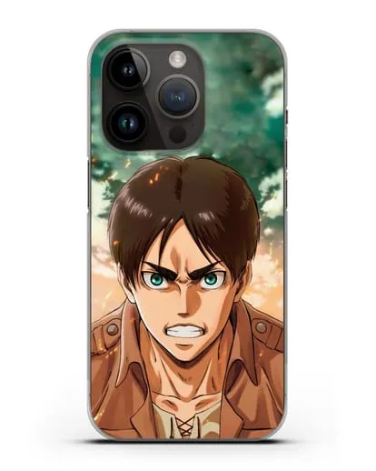 Чехол аниме Атака Титанов - Эрен силиконовый для iPhone 14 Pro