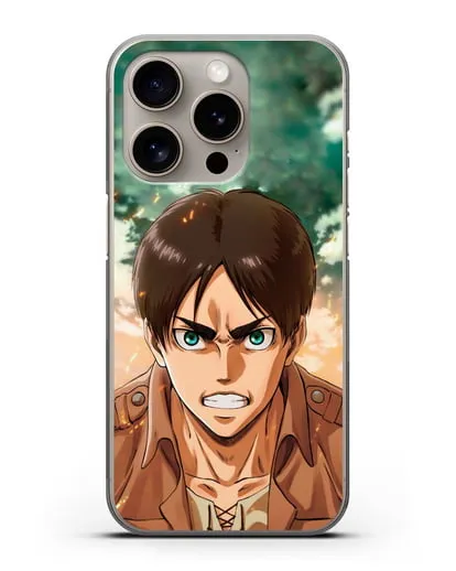 Чехол аниме Атака Титанов - Эрен силиконовый для iPhone 15 Pro