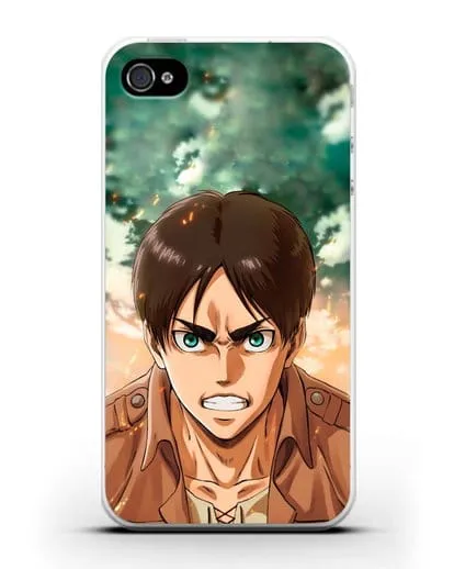 Чехол аниме Атака Титанов - Эрен силиконовый для iPhone 4/4s
