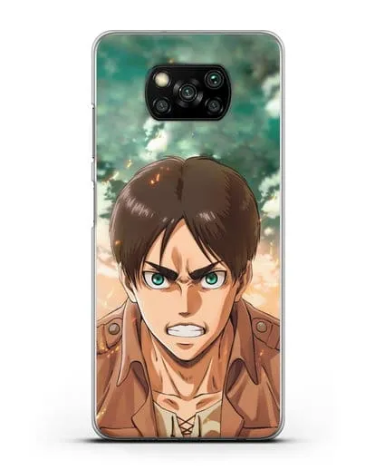 Чехол аниме Атака Титанов - Эрен силиконовый для Xiaomi Poco X3