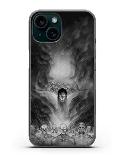 Чехол аниме Атака Титанов - Эрен - титан прародитель силиконовый для iPhone 15