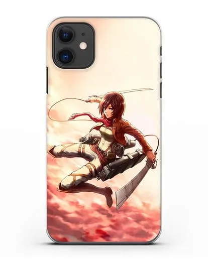Чехол аниме Атака Титанов - Микаса в небе силиконовый для iPhone 11