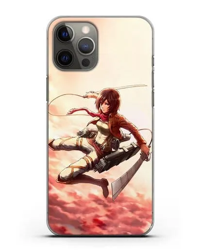 Чехол аниме Атака Титанов - Микаса в небе силиконовый для iPhone 12 Pro Max