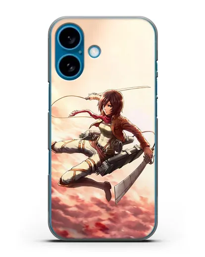 Чехол аниме Атака Титанов - Микаса в небе силиконовый для iPhone 16