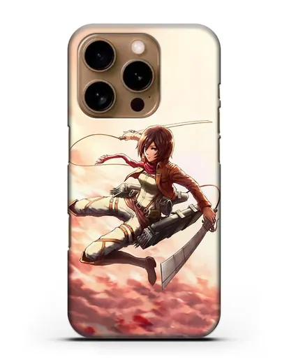 Чехол аниме Атака Титанов - Микаса в небе силиконовый для iPhone 16 Pro