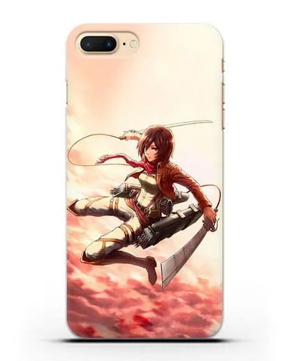 Чехол аниме Атака Титанов - Микаса в небе силиконовый для iPhone 8 Plus