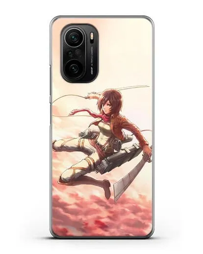 Чехол аниме Атака Титанов - Микаса в небе силиконовый для Xiaomi Poco F3