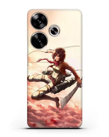 Чехол аниме Атака Титанов - Микаса в небе силиконовый для Xiaomi Poco F6