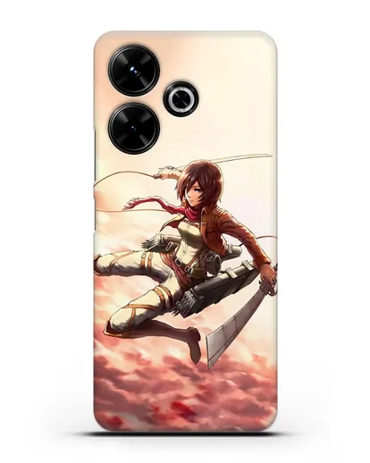 Чехол аниме Атака Титанов - Микаса в небе силиконовый для Xiaomi Poco M6