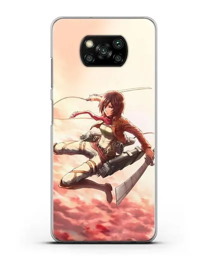 Чехол аниме Атака Титанов - Микаса в небе силиконовый для Xiaomi Poco X3