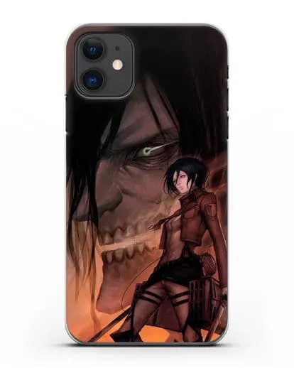 Чехол аниме Атака Титанов - Микаса и Эрен силиконовый для iPhone 11
