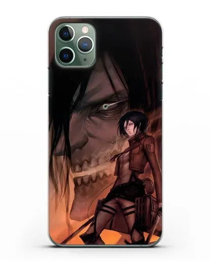 Чехол аниме Атака Титанов - Микаса и Эрен силиконовый для iPhone 11 Pro Max