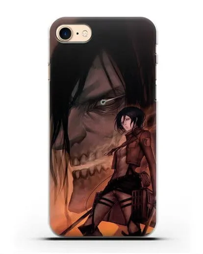 Чехол аниме Атака Титанов - Микаса и Эрен силиконовый для iPhone 7