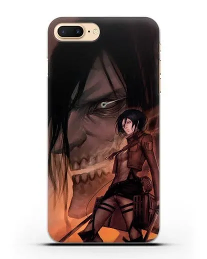 Чехол аниме Атака Титанов - Микаса и Эрен силиконовый для iPhone 7 Plus