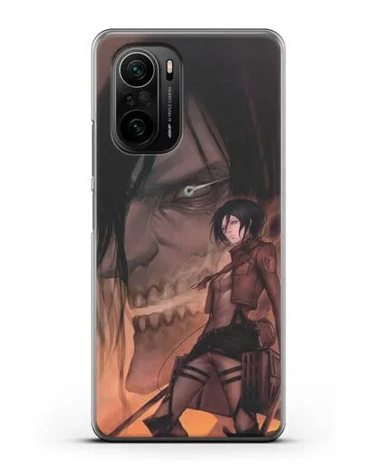 Чехол аниме Атака Титанов - Микаса и Эрен силиконовый для Xiaomi Poco F3