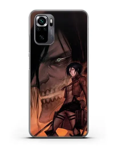 Чехол аниме Атака Титанов - Микаса и Эрен силиконовый для Xiaomi Poco M5s