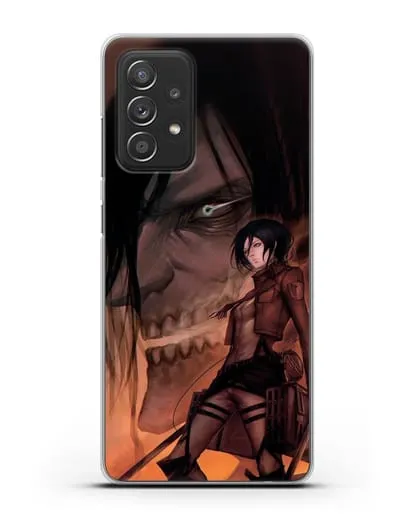 Чехол аниме Атака Титанов - Микаса и Эрен силиконовый для Samsung Galaxy A53