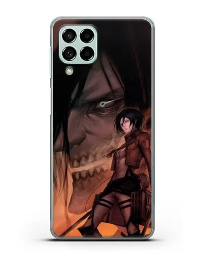 Чехол аниме Атака Титанов - Микаса и Эрен силиконовый для Samsung Galaxy M53 [SM-M536]