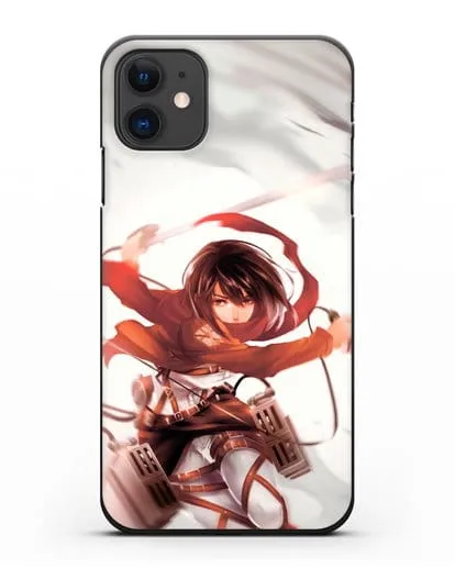Чехол аниме Атака Титанов - Микаса в бою силиконовый для iPhone 11