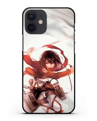 Чехол аниме Атака Титанов - Микаса в бою силиконовый для iPhone 12 mini
