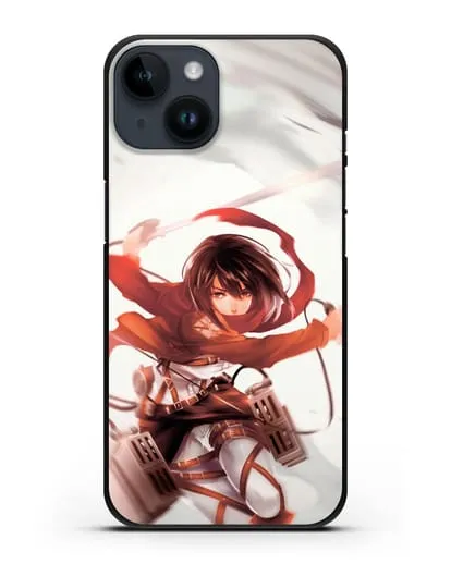 Чехол аниме Атака Титанов - Микаса в бою силиконовый для iPhone 14