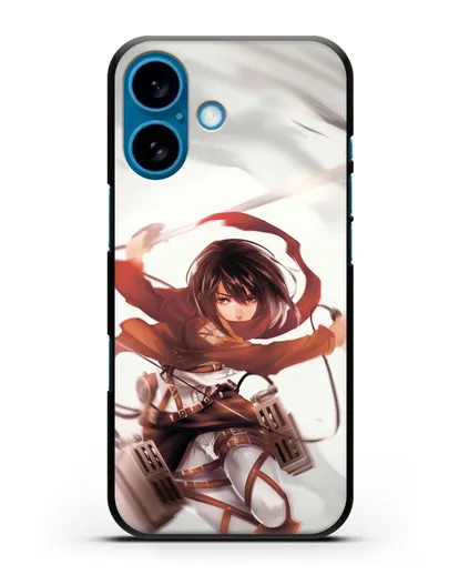 Чехол аниме Атака Титанов - Микаса в бою силиконовый для iPhone 16