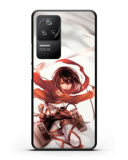 Чехол аниме Атака Титанов - Микаса в бою силиконовый для Xiaomi Poco F4