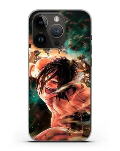 Чехол аниме Атака Титанов - Атакующий титан силиконовый для iPhone 14 Pro