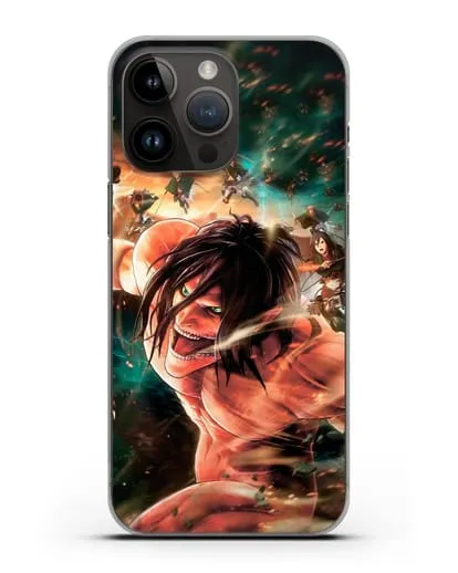 Чехол аниме Атака Титанов - Атакующий титан силиконовый для iPhone 14 Pro Max