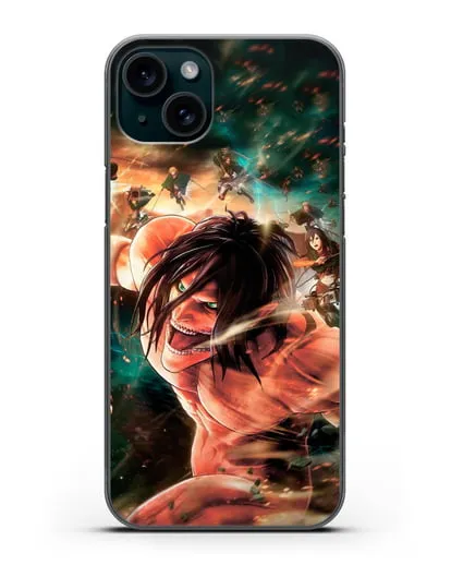 Чехол аниме Атака Титанов - Атакующий титан силиконовый для iPhone 15 Plus