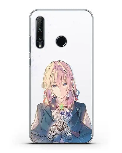 Чехол аниме Вайолет Эвергарден - Вайолет с цветами силиконовый для Honor 20e