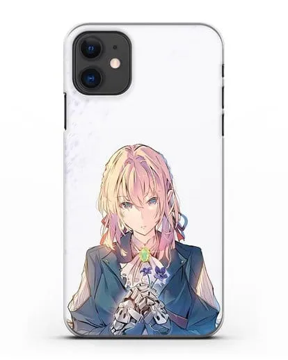 Чехол аниме Вайолет Эвергарден - Вайолет с цветами силиконовый для iPhone 11