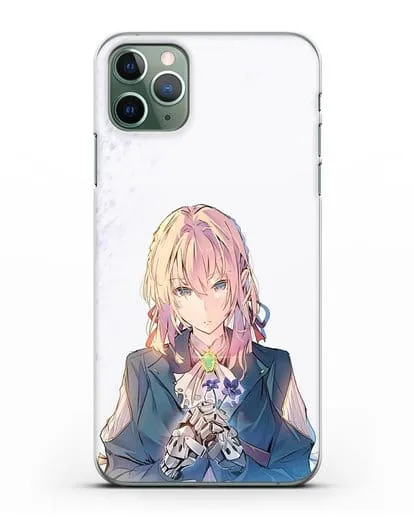 Чехол аниме Вайолет Эвергарден - Вайолет с цветами силиконовый для iPhone 11 Pro