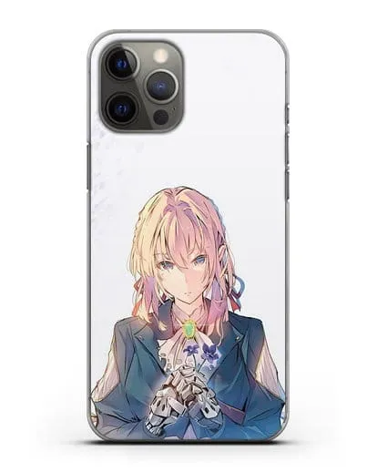 Чехол аниме Вайолет Эвергарден - Вайолет с цветами силиконовый для iPhone 12 Pro Max