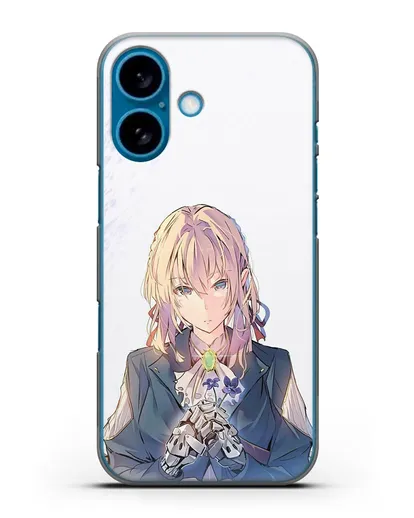 Чехол аниме Вайолет Эвергарден - Вайолет с цветами силиконовый для iPhone 16