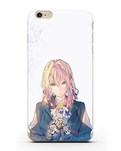 Чехол аниме Вайолет Эвергарден - Вайолет с цветами силиконовый для iPhone 6s Plus