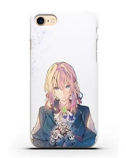 Чехол аниме Вайолет Эвергарден - Вайолет с цветами силиконовый для iPhone 7