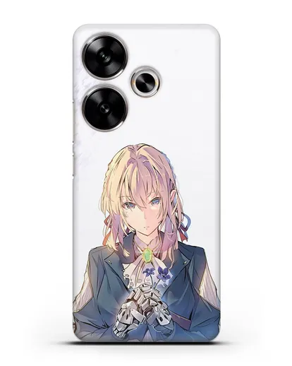 Чехол аниме Вайолет Эвергарден - Вайолет с цветами силиконовый для Xiaomi Poco F6