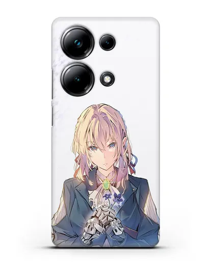 Чехол аниме Вайолет Эвергарден - Вайолет с цветами силиконовый для Xiaomi Poco M6 Pro