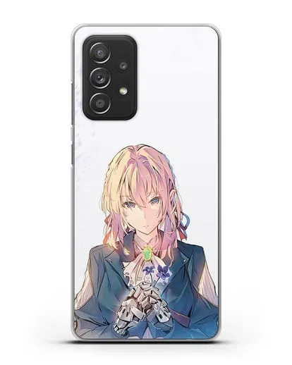 Чехол аниме Вайолет Эвергарден - Вайолет с цветами силиконовый для Samsung Galaxy A53